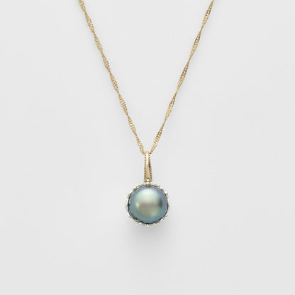 Silver/K10 Pearl Charm (Black)