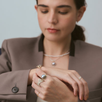 K10/Silver Pearl Ring ~agete 36th Anniversary~