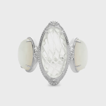 Silver Quartz/Shell Ring