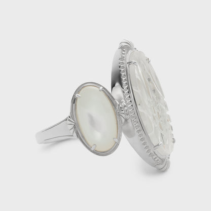 Silver Quartz/Shell Ring