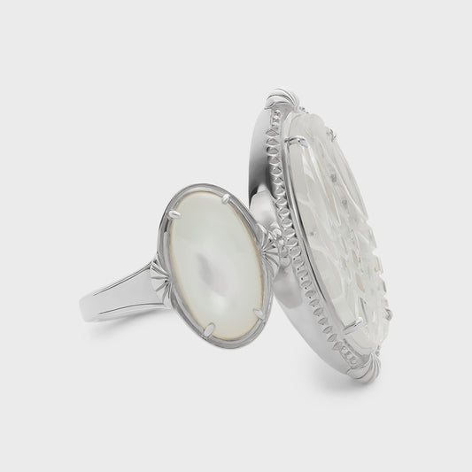 Silver Quartz/Shell Ring