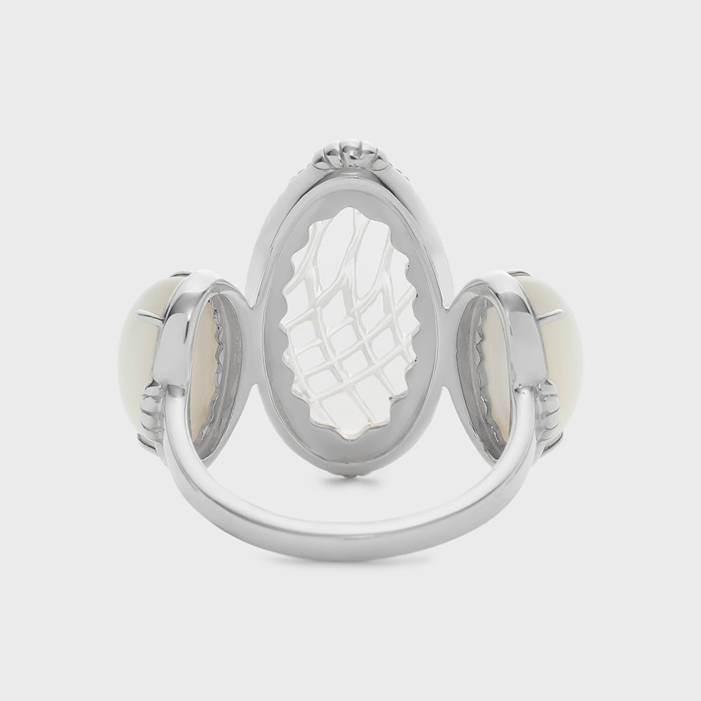 Silver Quartz/Shell Ring