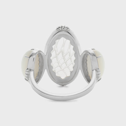Silver Quartz/Shell Ring