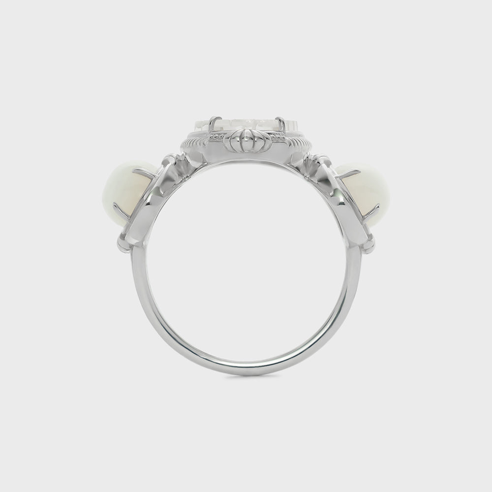 Silver Quartz/Shell Ring