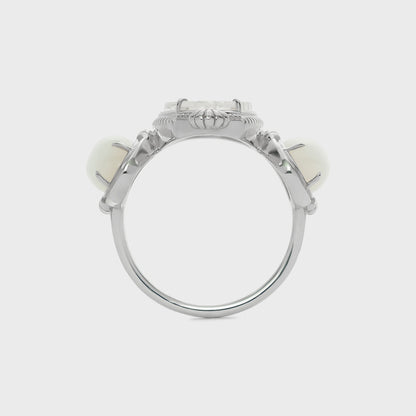 Silver Quartz/Shell Ring