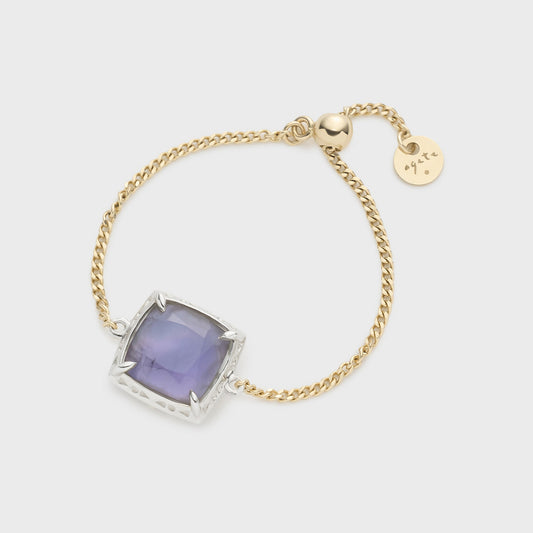 K10 Iolite/Shell/Prehnite Chain Ring