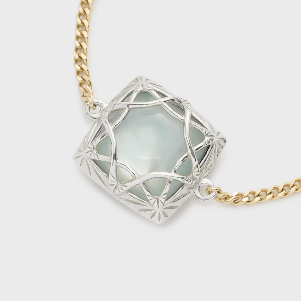 K10 Iolite/Shell/Prehnite Chain Ring