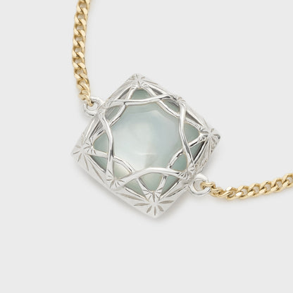 K10 Iolite/Shell/Prehnite Chain Ring