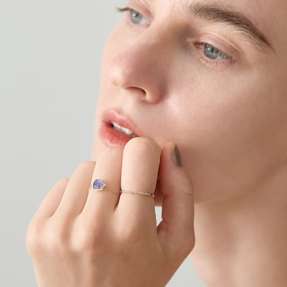 K10 Iolite/Shell/Prehnite Chain Ring