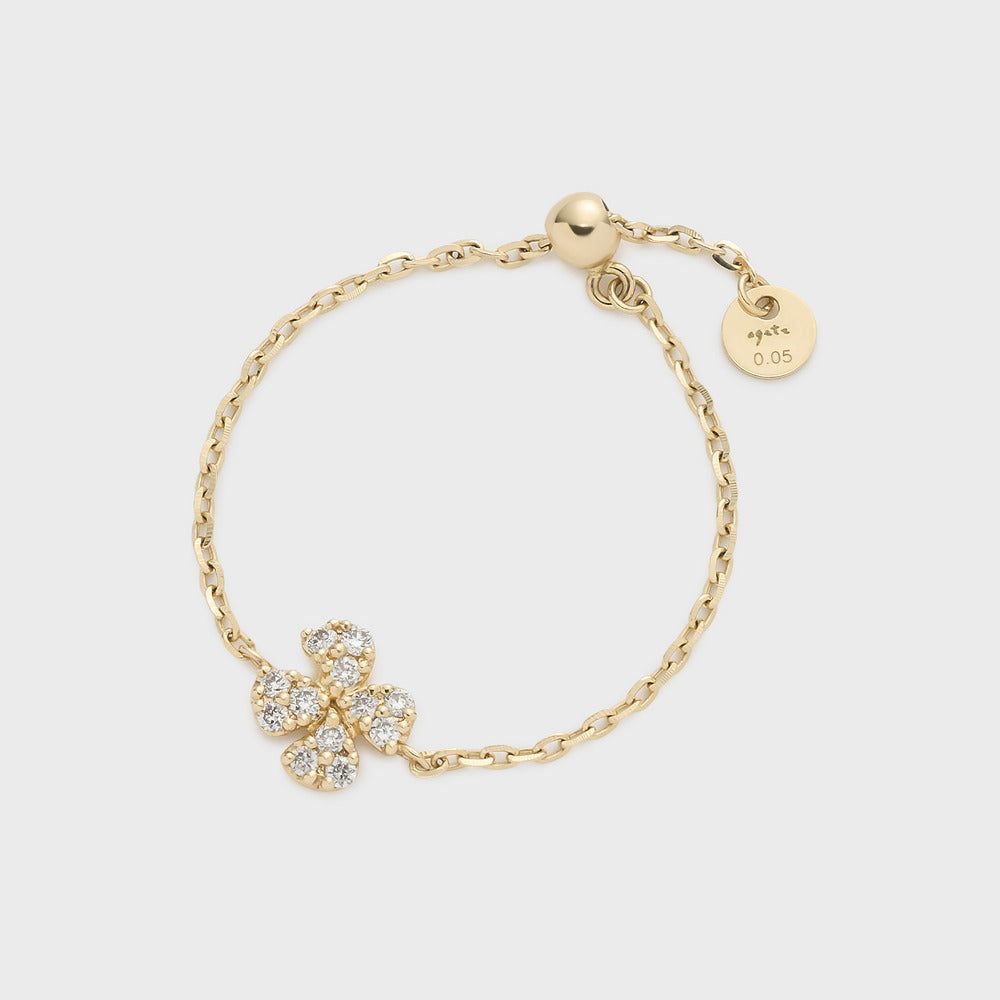 K10 Clover Motif Diamond Chain Ring (0.05ct)