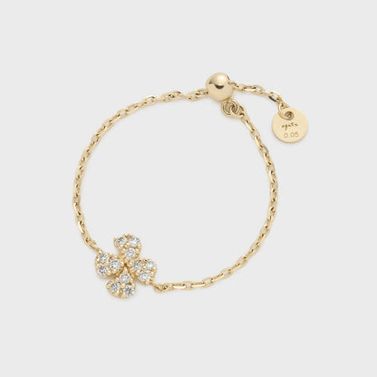 K10 Clover Motif Diamond Chain Ring (0.05ct)