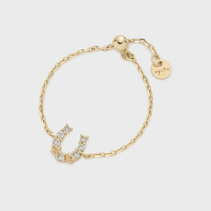 K10 Horseshoe Motif Diamond Chain Ring (0.05ct)