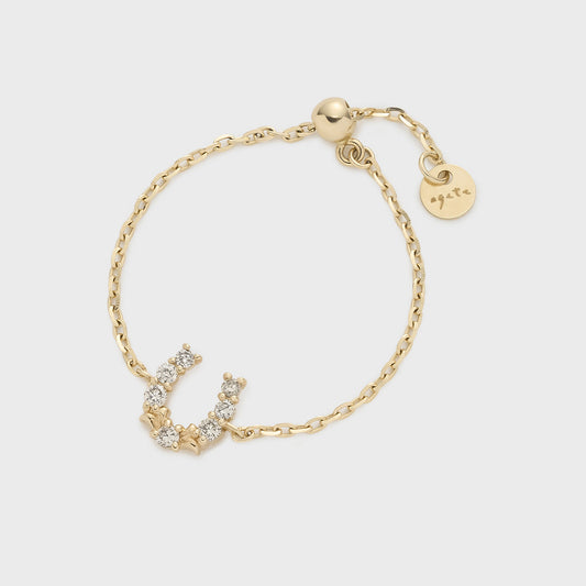 K10 Horseshoe Motif Diamond Chain Ring (0.05ct)