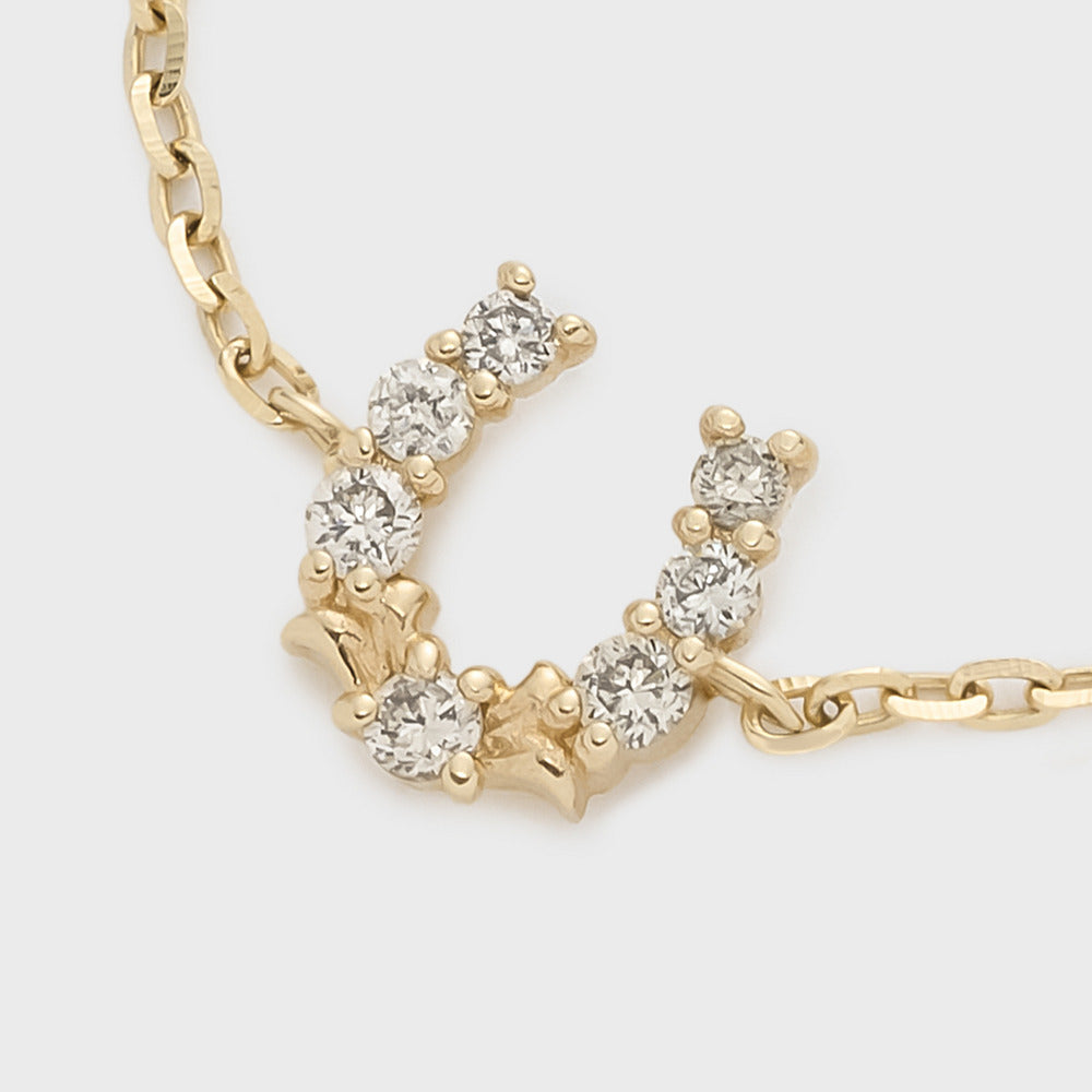 K10 Horseshoe Motif Diamond Chain Ring (0.05ct)