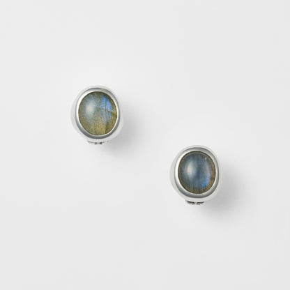 Silver Labradorite Clip-on Earrings