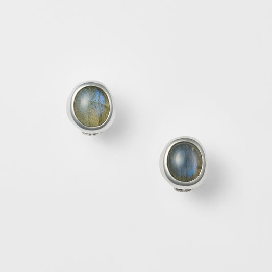 Silver Labradorite Clip-on Earrings