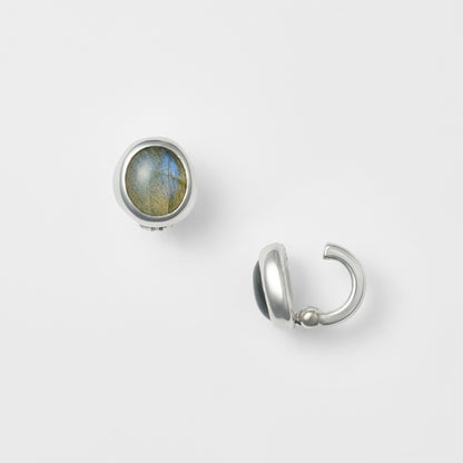 Silver Labradorite Clip-on Earrings
