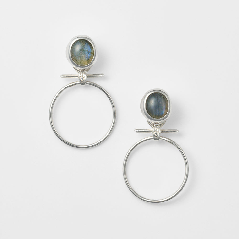 Silver Labradorite Clip-on Earrings
