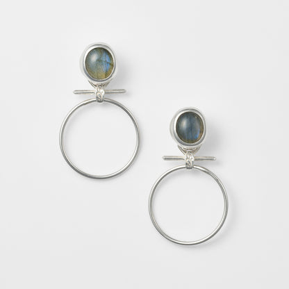 Silver Labradorite Clip-on Earrings