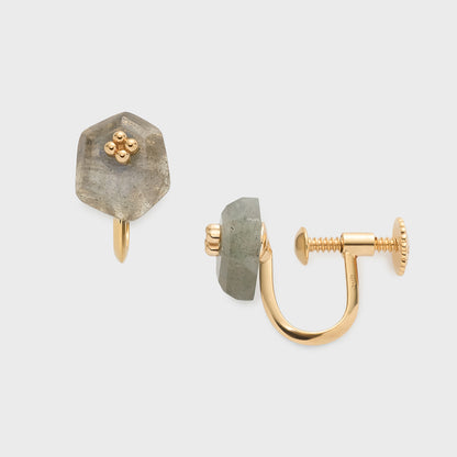 Gold Labradorite Clip-on Earrings
