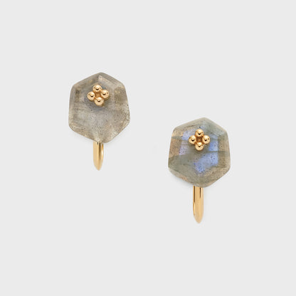 Gold Labradorite Clip-on Earrings