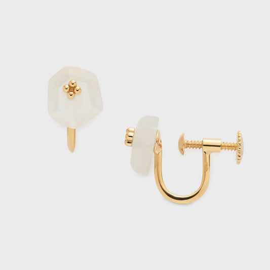 Gold Moonstone Clip-on Earrings