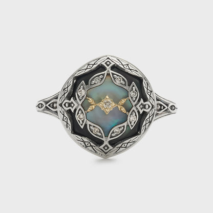 Silver/K10 Black Shell Ring