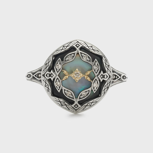 Silver/K10 Black Shell Ring