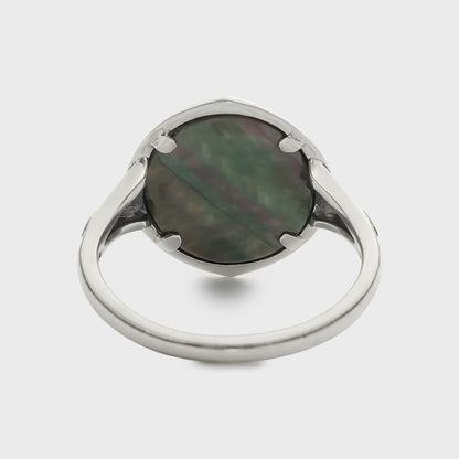 Silver/K10 Black Shell Ring