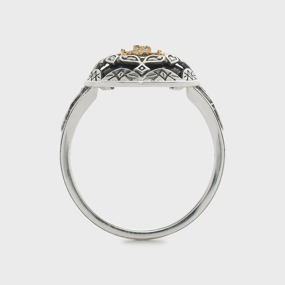 Silver/K10 Black Shell Ring
