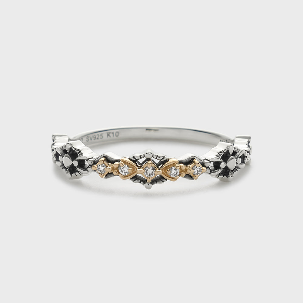 Silver/K10 Diamond Ring (0.02ct)