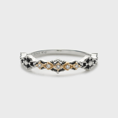 Silver/K10 Diamond Ring (0.02ct)