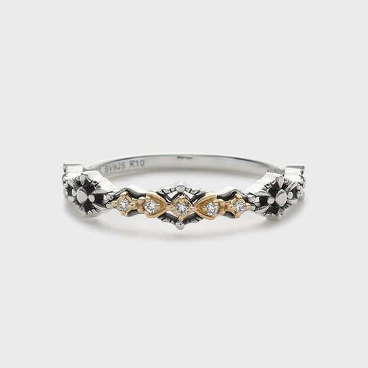 Silver/K10 Diamond Ring (0.02ct)