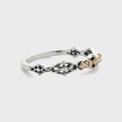 Silver/K10 Diamond Ring (0.02ct)