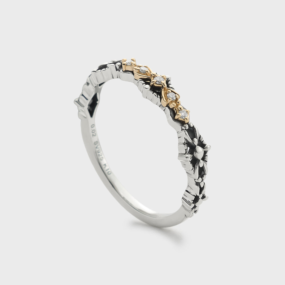 Silver/K10 Diamond Ring (0.02ct)