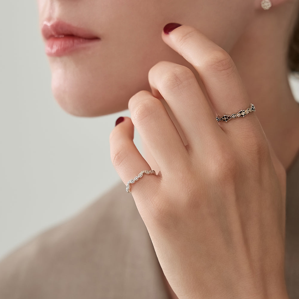 Silver Diamond Pinky Ring (0.06ct)