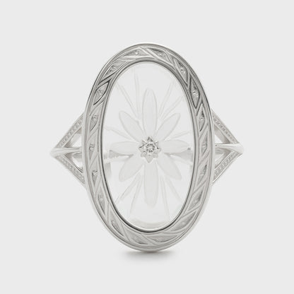 Silver Quartz/Diamond Ring