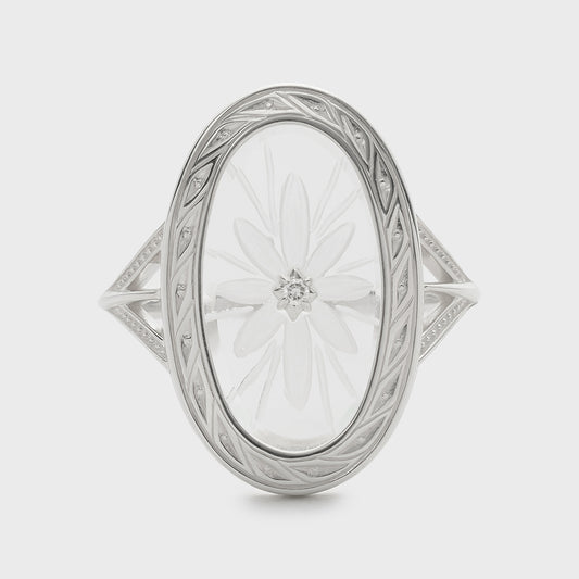 Silver Quartz/Diamond Ring