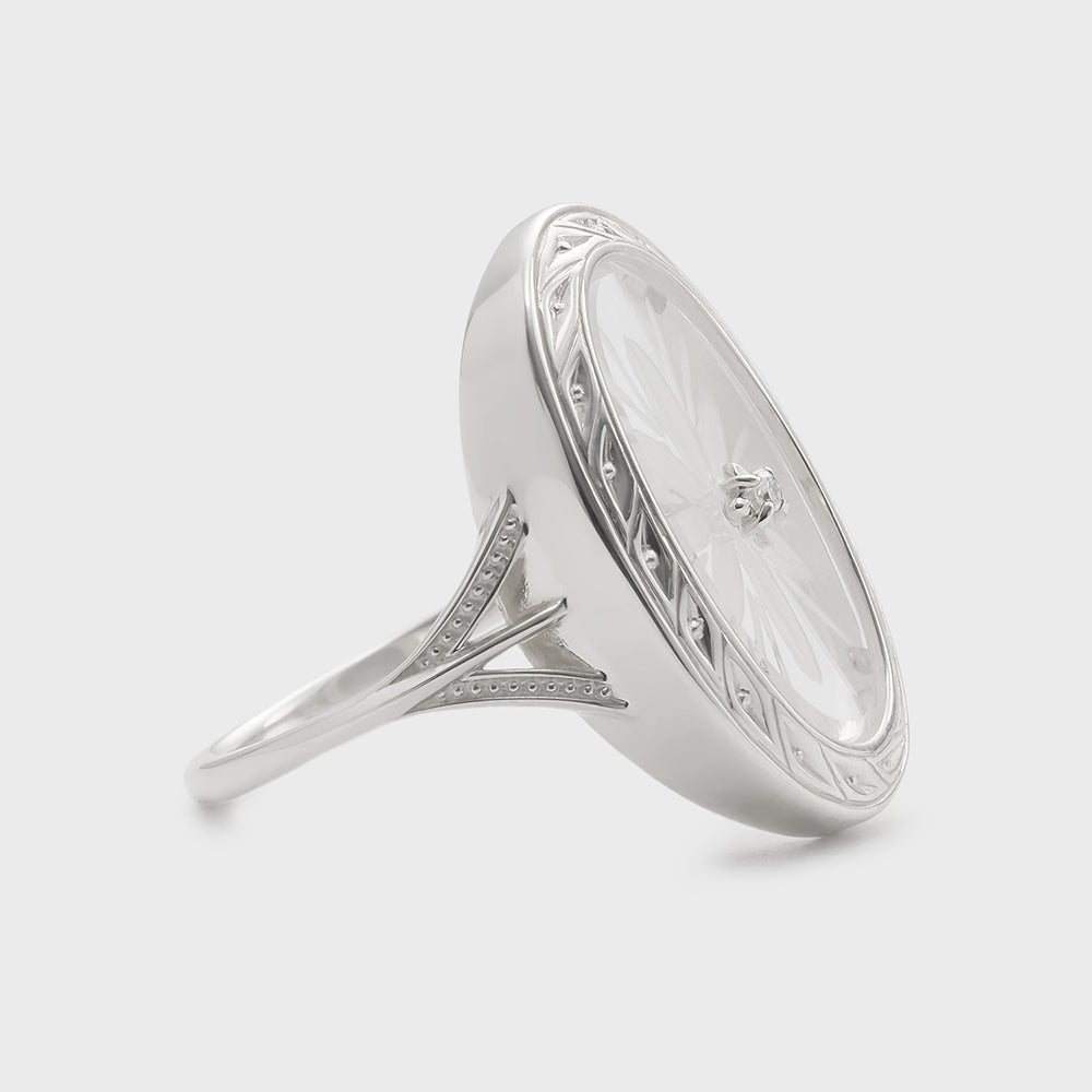 Silver Quartz/Diamond Ring