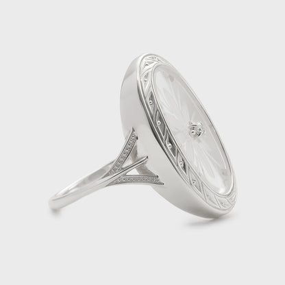 Silver Quartz/Diamond Ring