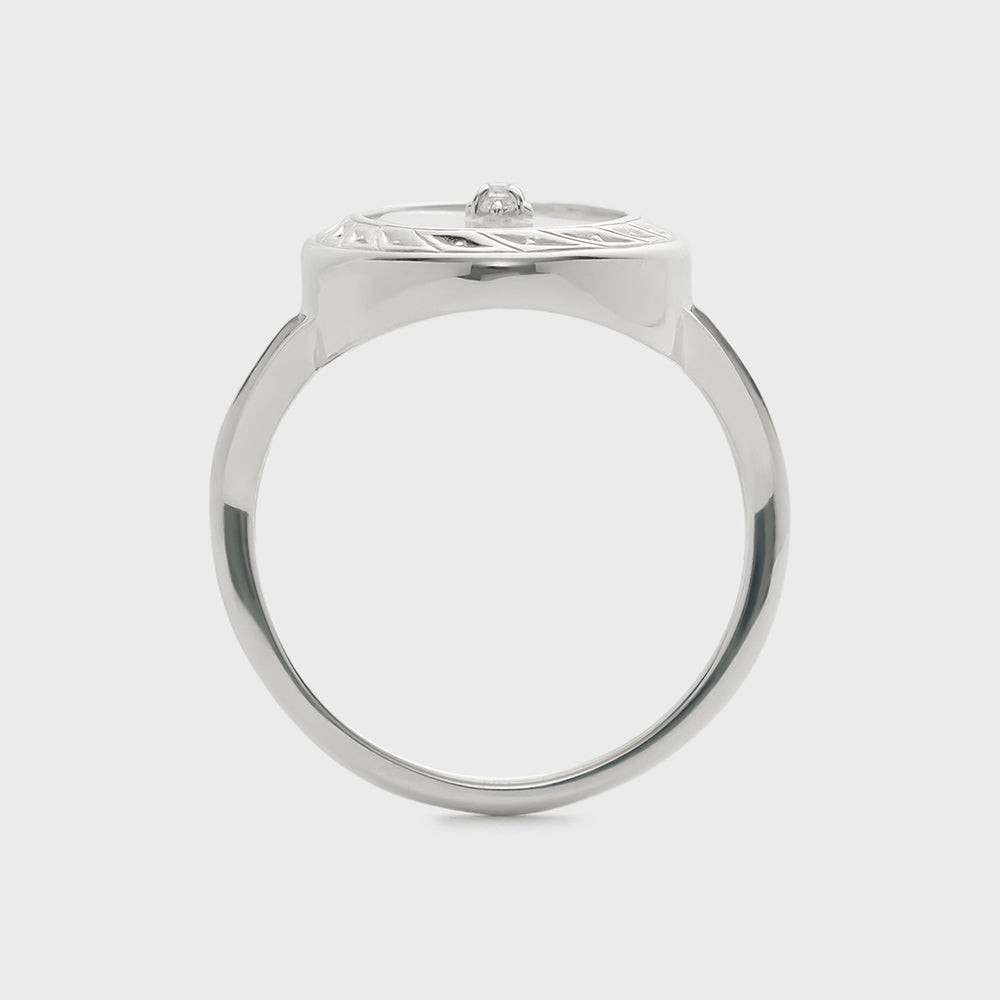 Silver Quartz/Diamond Ring