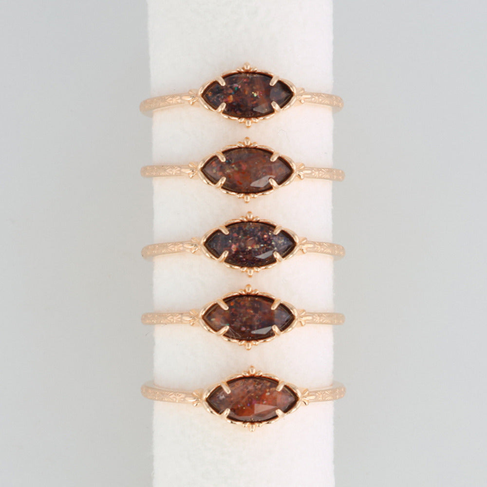 K5 Sunstone/Blue Goldstone Ring