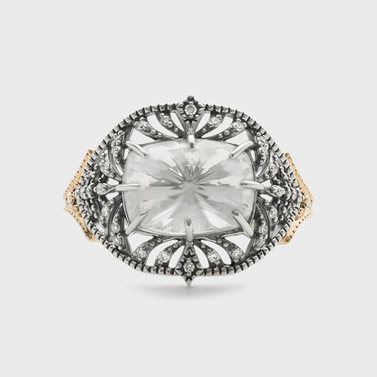 Silver/K10 White Topaz Ring