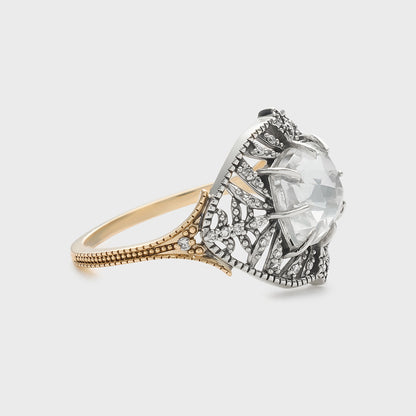 Silver/K10 White Topaz Ring