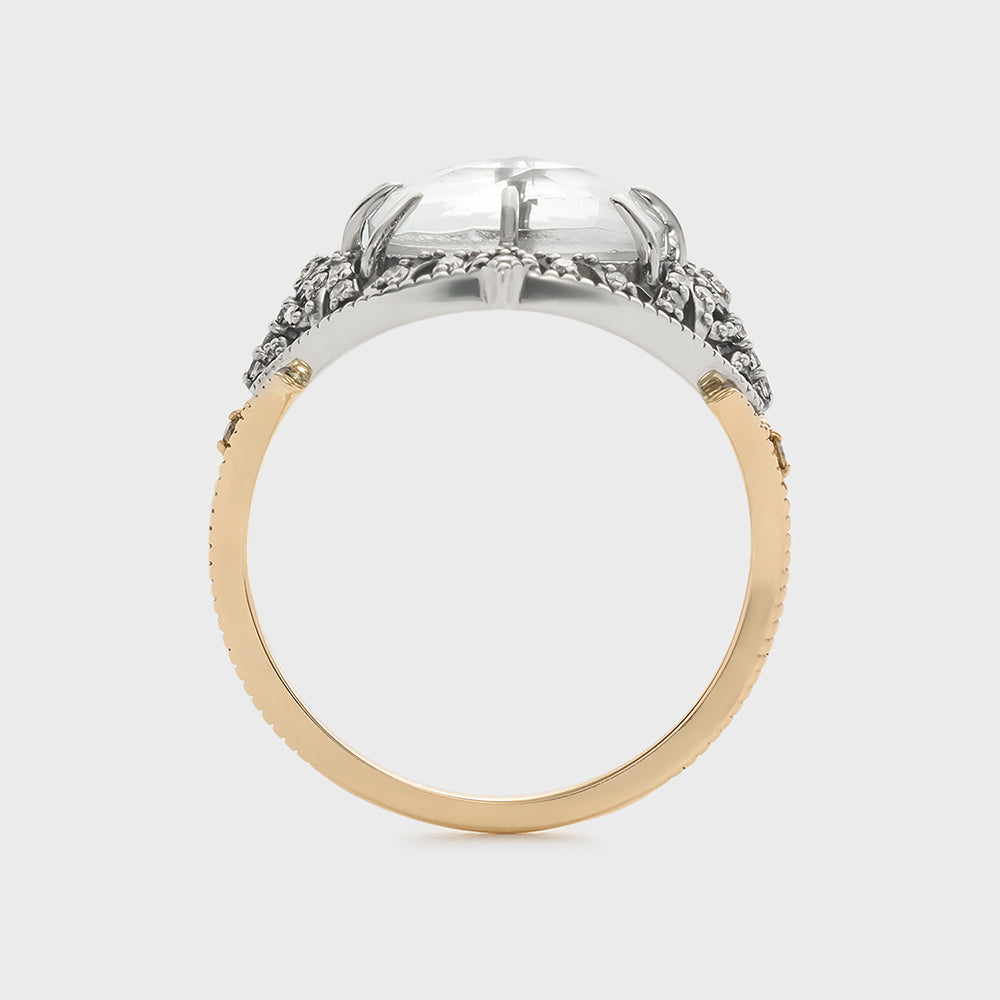 Silver/K10 White Topaz Ring
