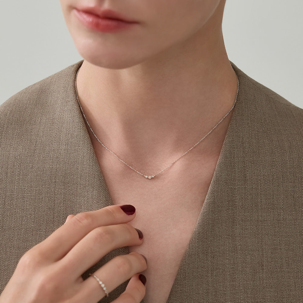 Silver Diamond Necklace (0.03ct)