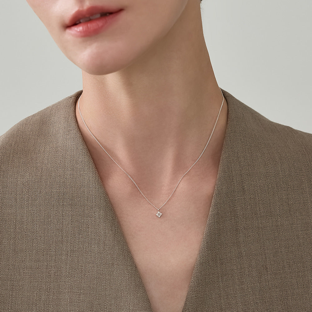 Silver Diamond Necklace (0.03ct)