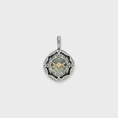 Silver/K10 Black Shell Necklace Charm