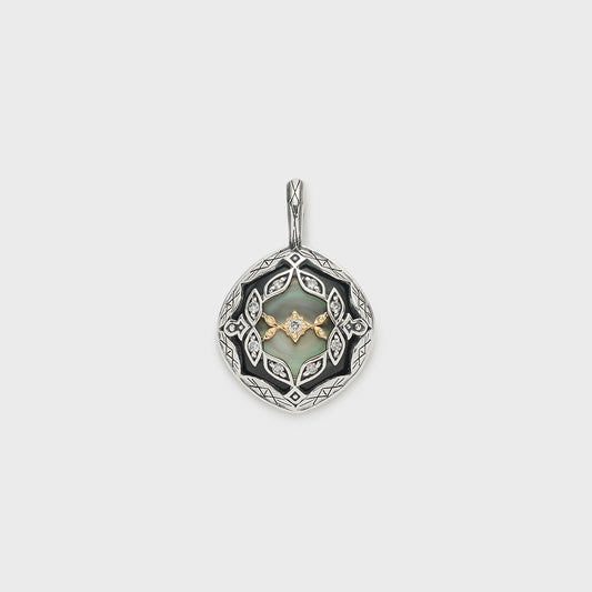 Silver/K10 Black Shell Necklace Charm