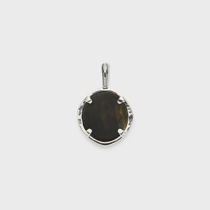 Silver/K10 Black Shell Necklace Charm